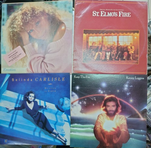 黑膠唱片Lp Barbra emotion.St. Elmo's Fire. Belinda carlisle Heaven on earth. Knny Loggins Keep the fire each $50